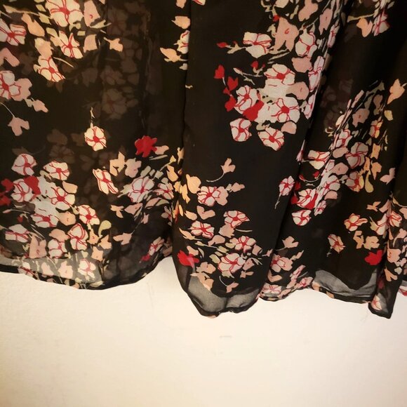 Mlle Gabrielle Polka-dot Trimmed Floral Print Chiffon Midi Skirt Size 20W EUC - Picture 4 of 9